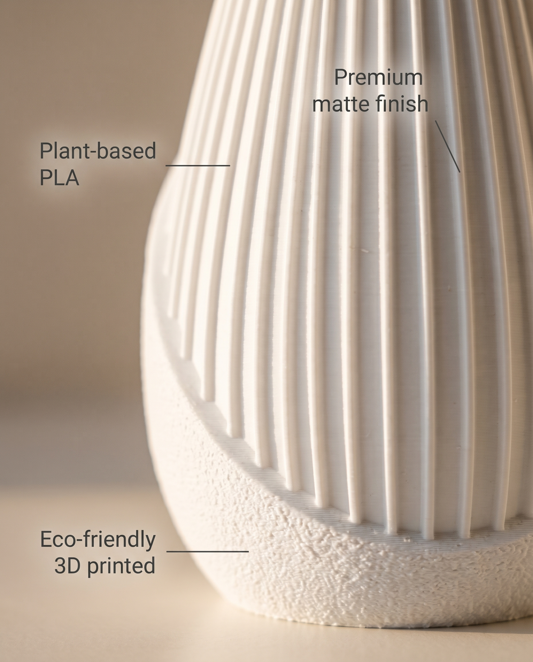Ribbed Matte Vase, Minimalist Bud Vase for Pampas & Dried