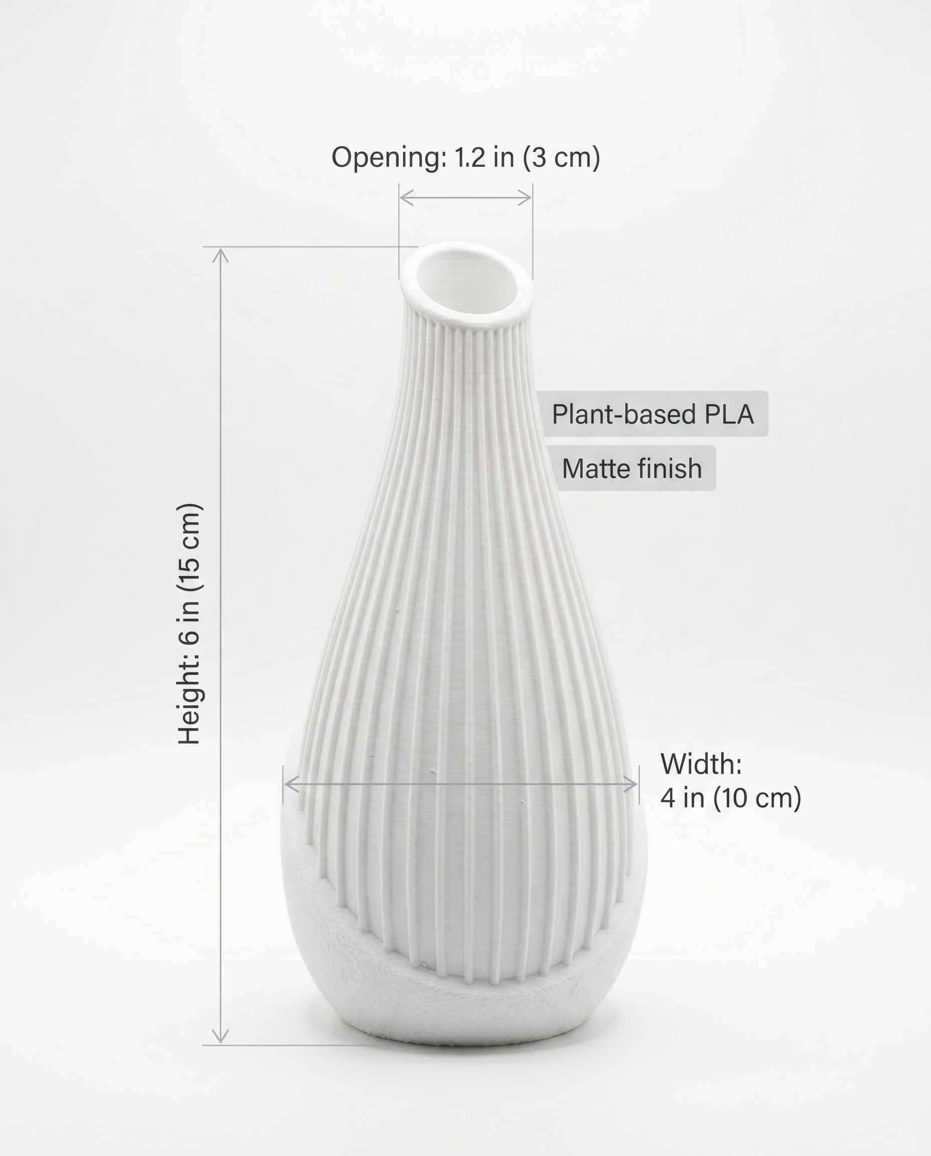 Ribbed Matte Vase, Minimalist Bud Vase for Pampas & Dried