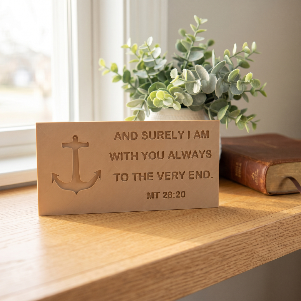 Matthew 28:20 Scripture Shelf Sign, And Surely I Am With You Always Anchor Sign, Christian Faith Gift, Bible Verse Home Decor, Inspirational Nautical Decor