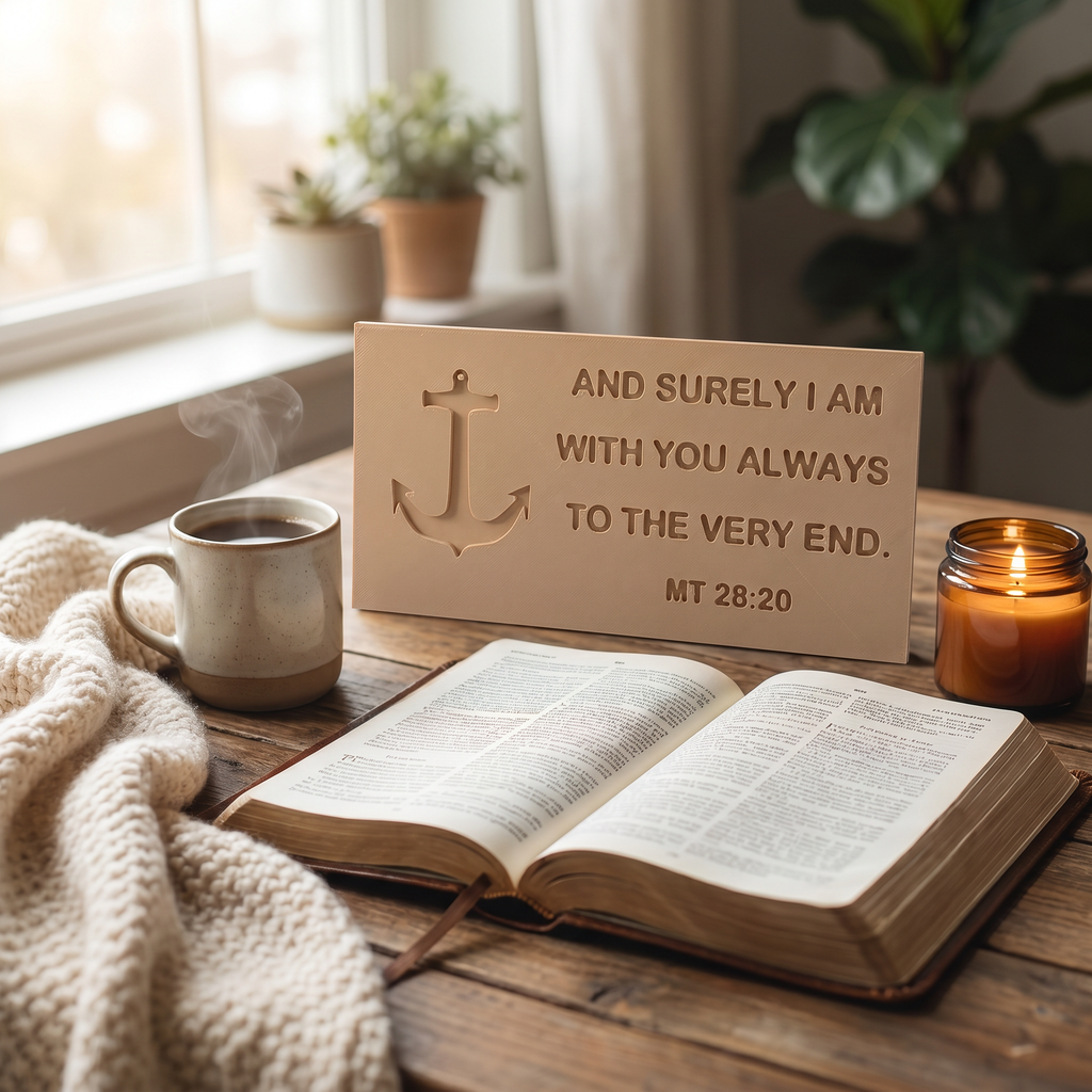 Matthew 28:20 Scripture Shelf Sign, And Surely I Am With You Always Anchor Sign, Christian Faith Gift, Bible Verse Home Decor, Inspirational Nautical Decor