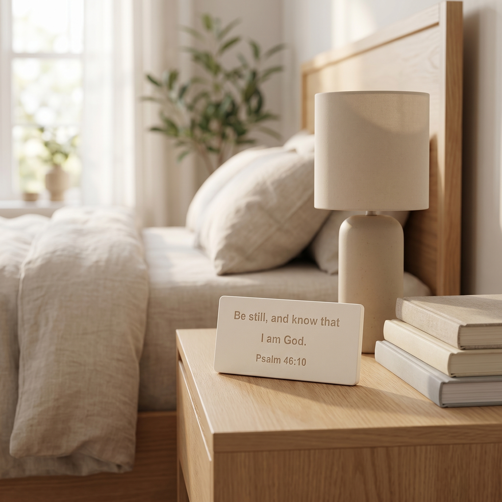 Be Still and Know That I Am God Sign, Psalm 46:10 Scripture Shelf Sign, Christian Faith Gift, Bible Verse Desk Plaque, Religious Home Decor