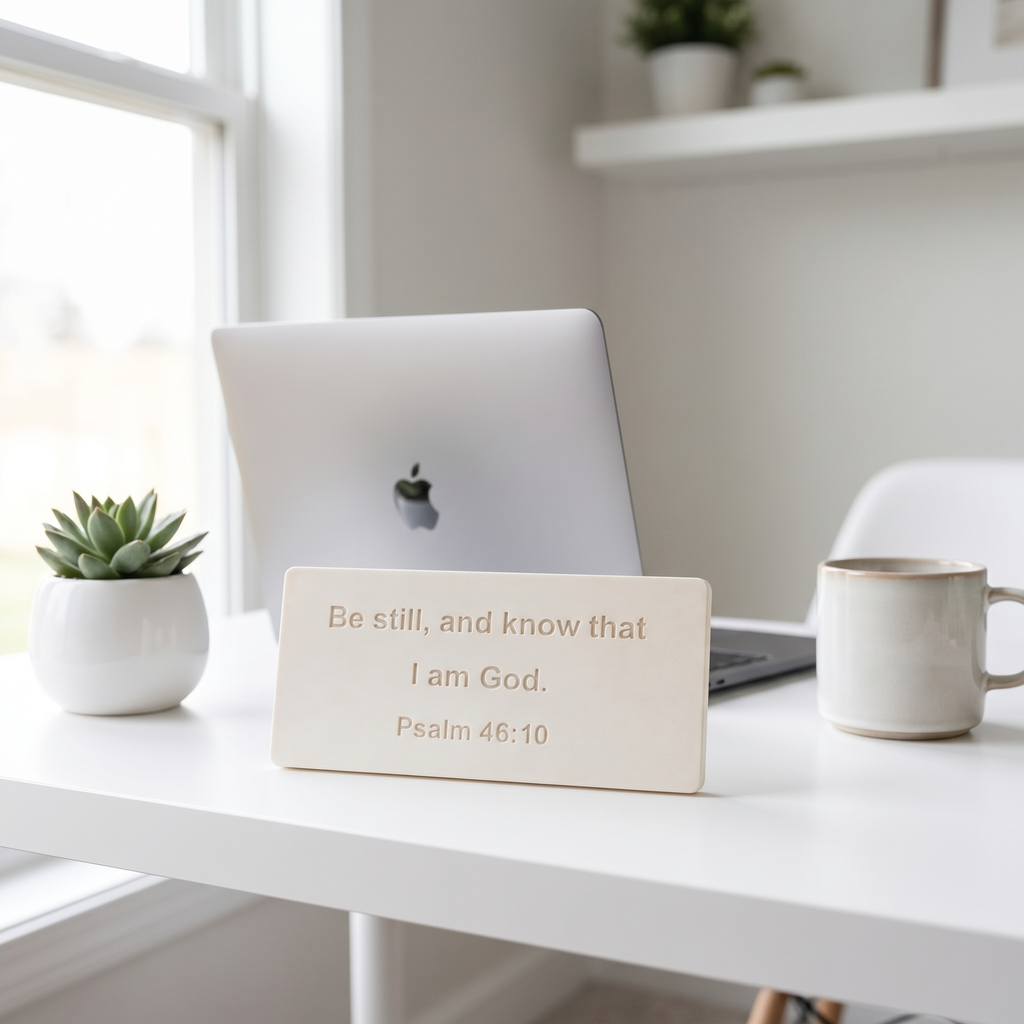 Be Still and Know That I Am God Sign, Psalm 46:10 Scripture Shelf Sign, Christian Faith Gift, Bible Verse Desk Plaque, Religious Home Decor