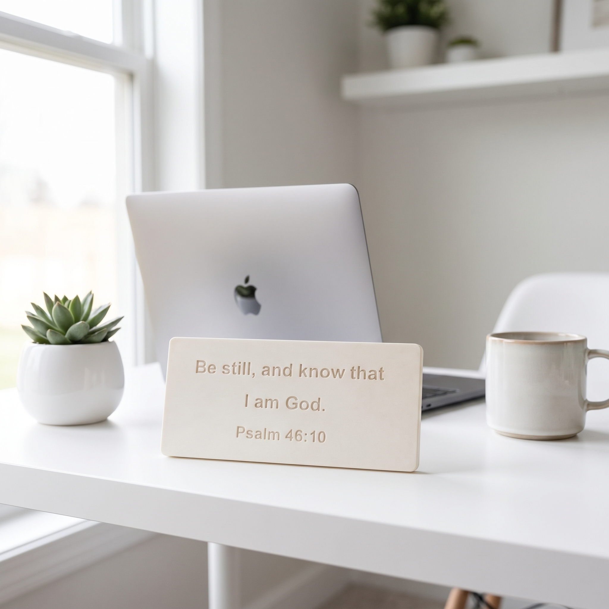 Be Still and Know That I Am God Sign, Psalm 46:10 Scripture Shelf Sign, Christian Faith Gift, Bible Verse Desk Plaque, Religious Home Decor