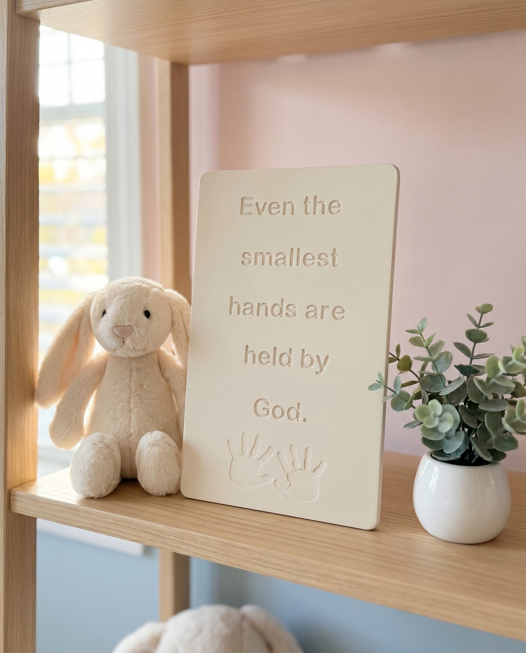 Even the Smallest Hands Are Held by God Sign, Christian Nursery Decor, Baby Shower Gift, Baptism Gift, Scripture Nursery Shelf Sign, Faith Baby Gift