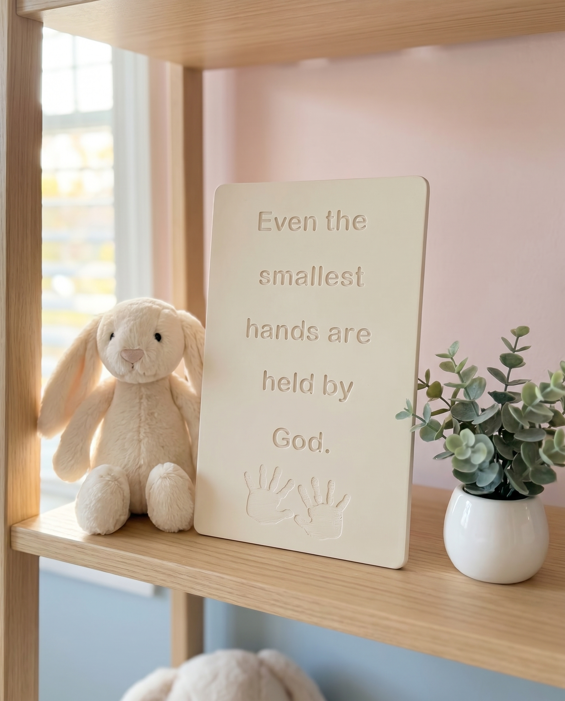 Even the Smallest Hands Are Held by God Sign, Christian Nursery Decor, Baby Shower Gift, Baptism Gift, Scripture Nursery Shelf Sign, Faith Baby Gift