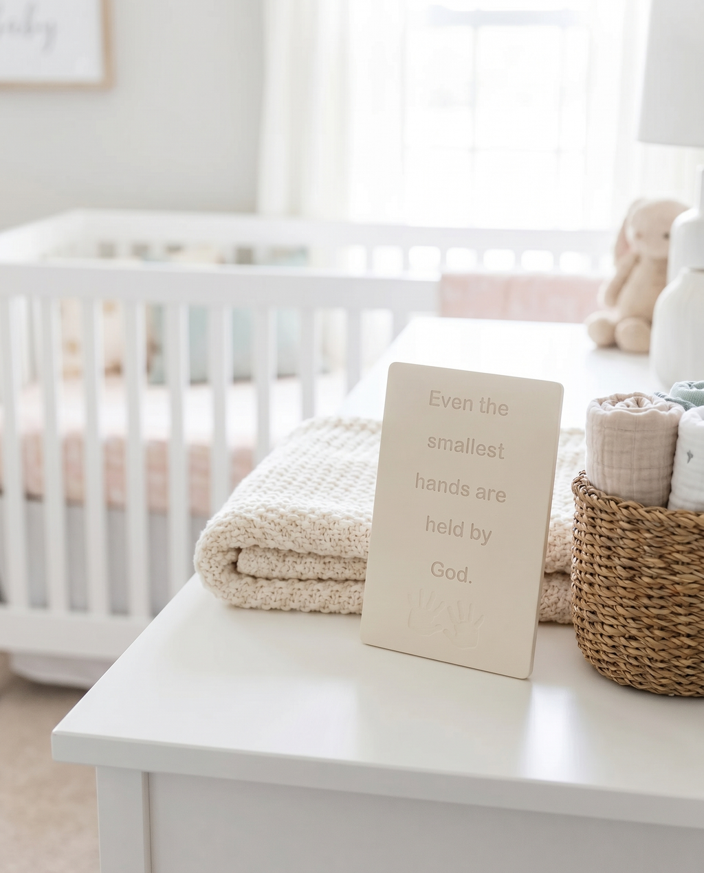 Even the Smallest Hands Are Held by God Sign, Christian Nursery Decor, Baby Shower Gift, Baptism Gift, Scripture Nursery Shelf Sign, Faith Baby Gift