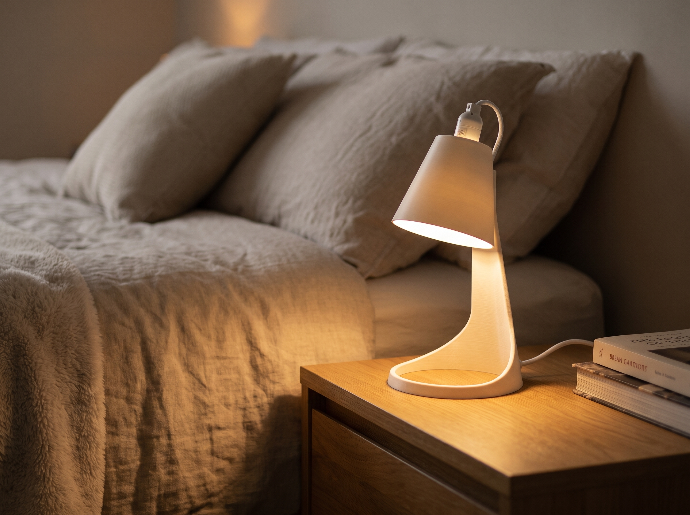 Aurora Table Lamp — Sculptural Curved Bedside Lamp