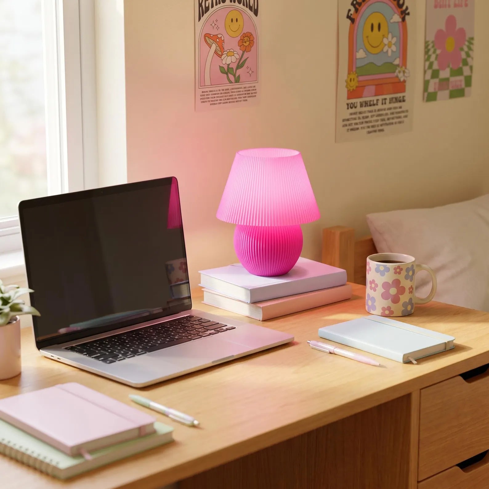 Mushroom Lamp — Ribbed LED Table Lamp with Dimmer