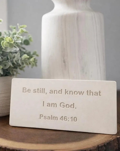 Be Still and Know That I Am God Sign, Psalm 46:10 Scripture Shelf Sign, Christian Faith Gift, Bible Verse Desk Plaque, Religious Home Decor